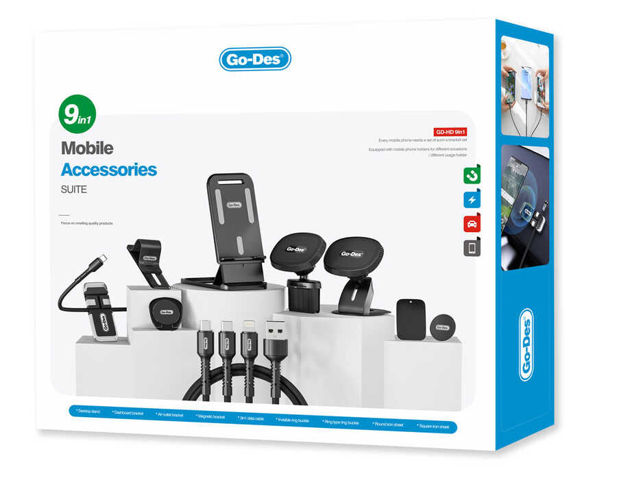 Go-Des GD-HD780 9 in 1 Araç Tutucu Seti - 3 Go-Des GD-HD780 9 in 1 Araç Tutucu Seti - 3